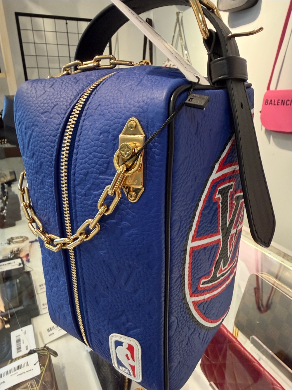 Louis Vuitton Blue Embossed Monogram NBA Patch Box Crossbody
